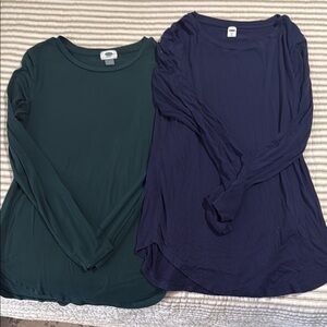 Women's Long Sleeve Tops - Green and Blue
